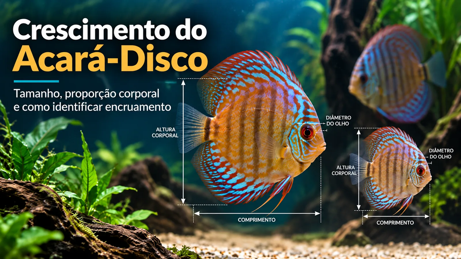 Imagem do post Crescimento do Acará-Disco: tamanho, proporção corporal e como identificar encruamento