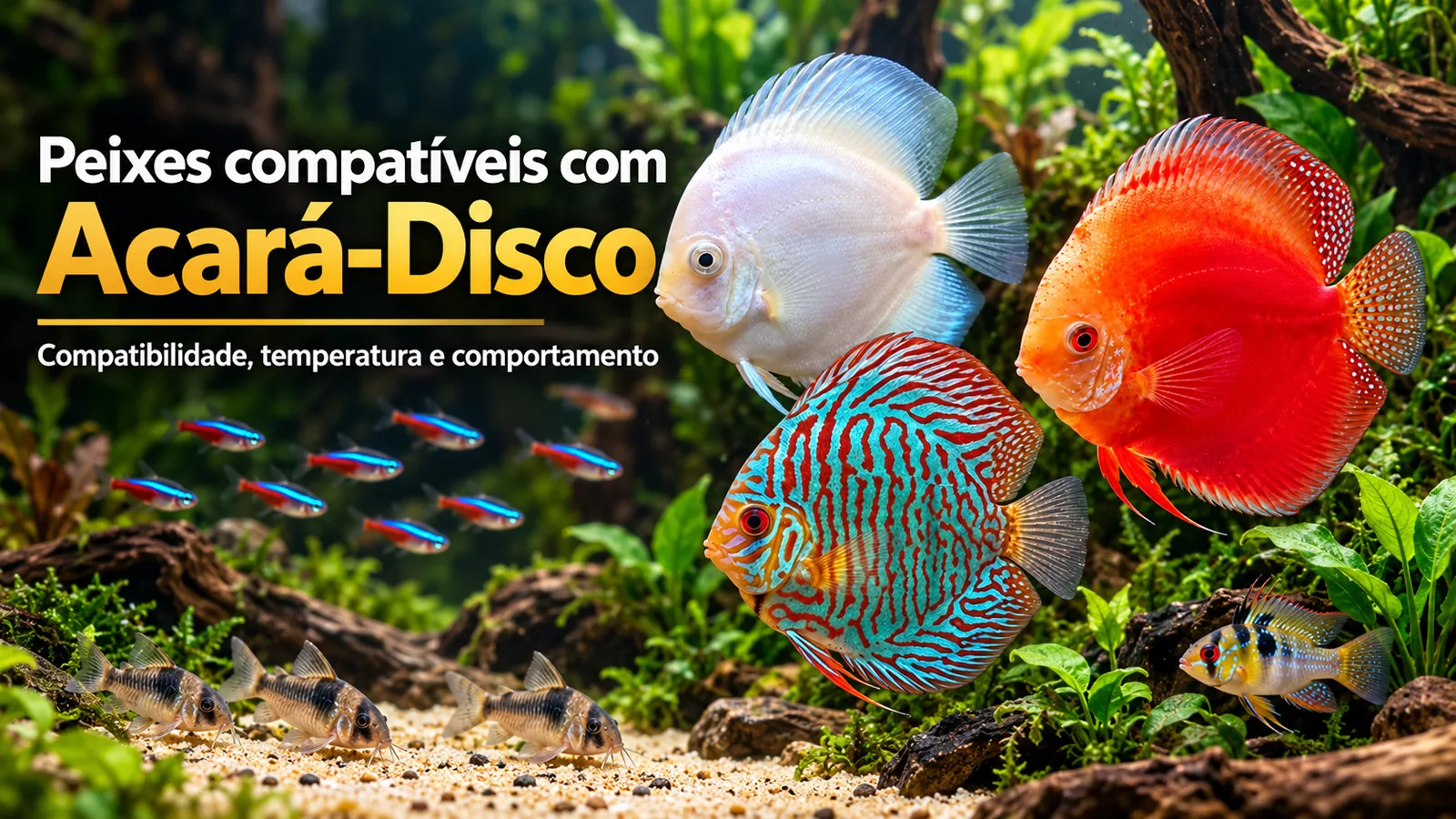 Imagem do post Quais peixes podem viver com Acará-Disco? Compatibilidade, alimentação e comportamento